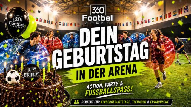 Partyraum für Geburtstag mieten bei 360Footballarena – Indoor Fussballhalle mit Bubble Soccer und Platz für Gäste
